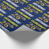 Blauw, Faux/Imitation Gold, "26th BIRTHDAY" Cadeaupapier (Hoek)