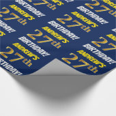 Blauw, Faux/Imitation Gold, "27th BIRTHDAY" Cadeaupapier (Hoek)