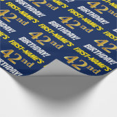 Blauw, Faux/Imitation Gold, "42nd BIRTHDAY" Cadeaupapier (Hoek)