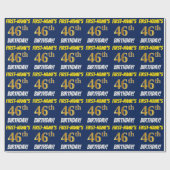 Blauw, Faux/Imitation Gold, "46th BIRTHDAY" Cadeaupapier (Vlak)