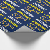 Blauw, Faux/Imitation Gold, "52nd BIRTHDAY" Cadeaupapier (Hoek)