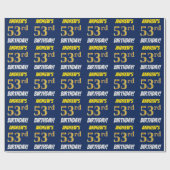 Blauw, Faux/Imitation Gold, "53rd BIRTHDAY" Cadeaupapier (Vlak)