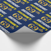 Blauw, Faux/Imitation Gold, "69th BIRTHDAY" Cadeaupapier (Hoek)