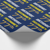 Blauw, Faux/Imitation Gold, "77th BIRTHDAY" Cadeaupapier (Hoek)