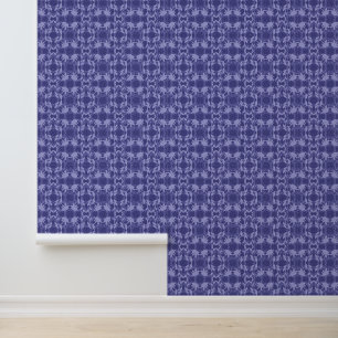Blauw Faux Lace Patroon Wallpaper Behang