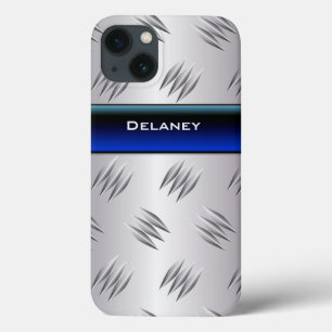 Blauw, FAUX Silver Diamond Bord iPad mini-draagtas iPhone 13 Hoesje