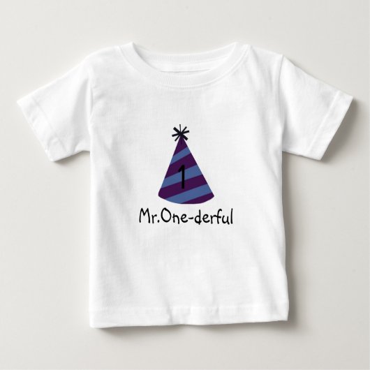 Blauw feest pet Mr.One-derful Baby T-shirt (Voorkant)