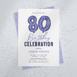 Blauw feest ter ere van je 80e verjaardag kaart