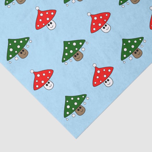 Blauw Feestelijk Paddenstoelen Tissue Papier (Detail)