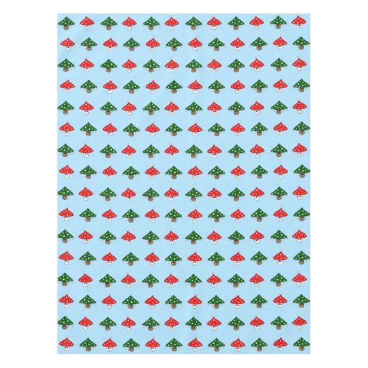 Blauw Feestelijk Paddestoelen Tafelkleed (Voorkant)