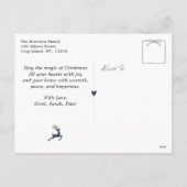 Blauw: Feestelijke Bow & Tree Doodles Holiday Brie Feestdagenkaart (Achterkant)