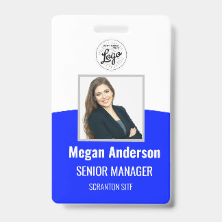 Blauw Felicitatie gepersonaliseerde werknemersfoto Badge