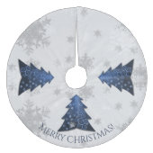 Blauw Festief Kerstboomkleed Fleece Kerstboom Rok (Voorkant)