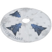 Blauw Festief Kerstboomkleed Fleece Kerstboom Rok (Gekanteld)