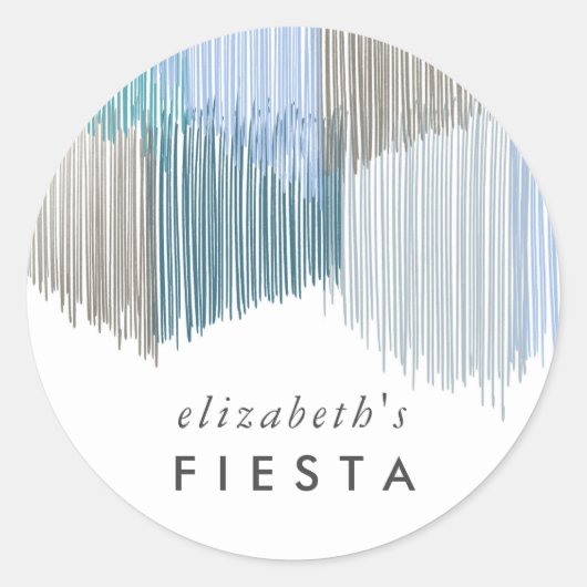 Blauw Fiesta Franje Ronde Sticker (Voorkant)