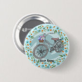 Blauw Fiets Ornament Ronde Button 5,7 Cm (Voorkant /achterkant)