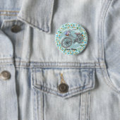 Blauw Fiets Ornament Ronde Button 5,7 Cm (In situ)