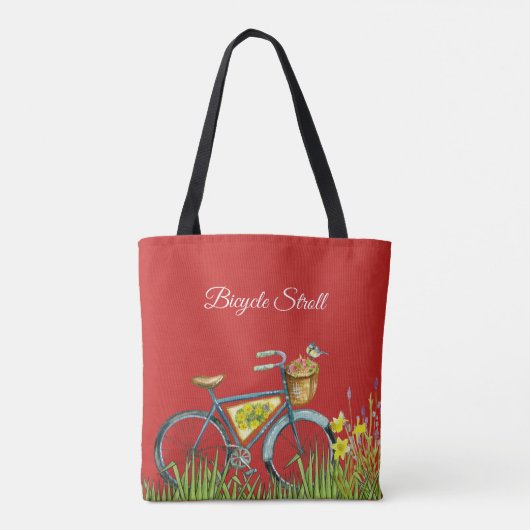 Blauw fiets rood tote bag (Achterkant)