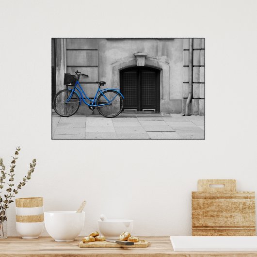Blauw fietsenPoster Poster (Keuken)