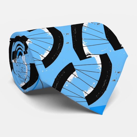 Blauw fietsenwiel stropdas (Opgerold)