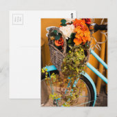 Blauw fietsmandje briefkaart (Voorkant / Achterkant)