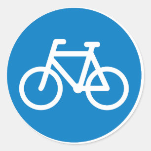 Blauw Fietspad Bord Wielrennen Wegsymbool Ronde Sticker