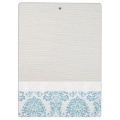 Blauw filigraan Damask Monogram Initiaal Clip Boar Klembord (Achterkant)