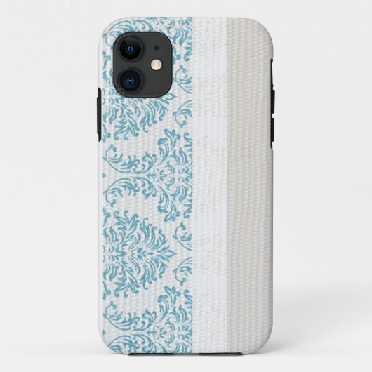 Blauw filigraan Damask Monogram IPHONE 5 Hoesje (Achterkant)