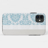Blauw filigraan Damask Monogram IPHONE 5 Hoesje (Achterkant (horizontaal))
