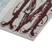 Blauw filigraan Damast Monogram glas snijplank (Hoek)