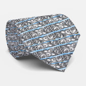 Blauw filigraan kruispatroon ontwerp stropdas (Opgerold)