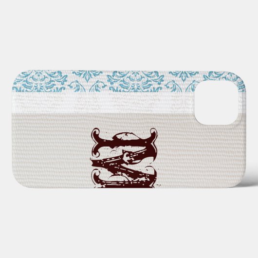 Blauw Filigree Damask Monogram IPAD Case (Achterkant (horizontaal))