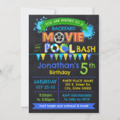 Blauw Film en Zwembad Verjaardag Zomerfeest Kaart (Voorkant)