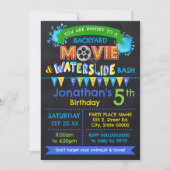 Blauw Film & Waterslide Kids Verjaardag Zomer Part Kaart (Voorkant)