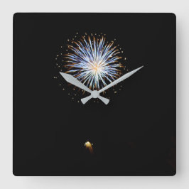 Blauw Fireworks Vierkante Klok