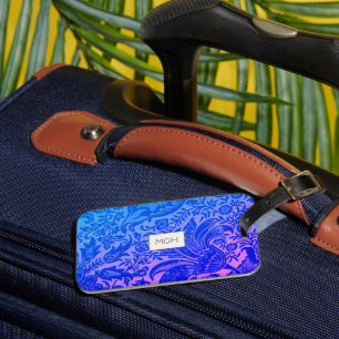  blauw flessenmonogram bagagelabel