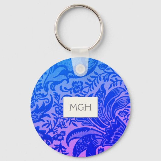  blauw flessenmonogram sleutelhanger (Voorkant)