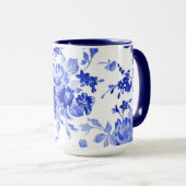  blauw flessenpatroon mok (Voorkant rechts)