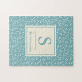  blauw flessenpatroon | Monogram en naam Legpuzzel (Horizontaal)