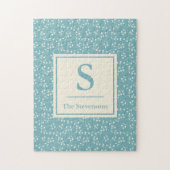 blauw flessenpatroon | Monogram en naam Legpuzzel (Verticaal)