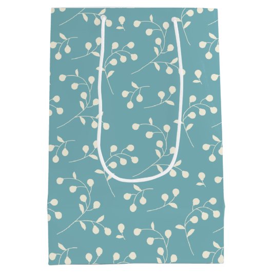 blauw flessenpatroon | Monogram en naam Medium Cadeauzakje (Achterkant)