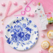  blauw flessenpatroon papieren bordje (Feest)