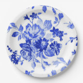  blauw flessenpatroon papieren bordje (Voorkant)