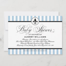 Blauw Fleur de Lis Frans Baby shower Kaart