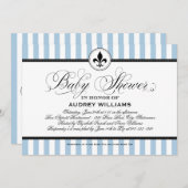  Blauw Fleur de Lis Frans Baby shower Kaart (Voorkant / Achterkant)
