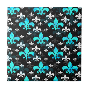 Blauw Fleur De Lis oppervlakpatroon ontwerp Tegeltje