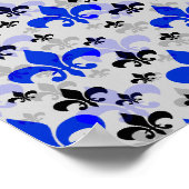 Blauw Fleur De Lis Oppervlakte Patroon Design Down Poster (Hoek)