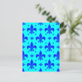 Blauw Fleur-de-lis-patroonontwerp Briefkaart (Staand voorkant)