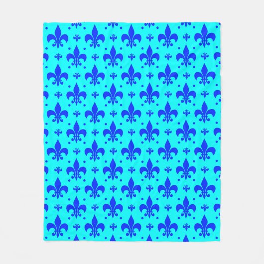 Blauw Fleur-de-lis Patroonontwerp Fleece Deken (Voorkant)