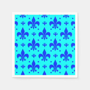Blauw Fleur-de-lis Patroonontwerp Servet